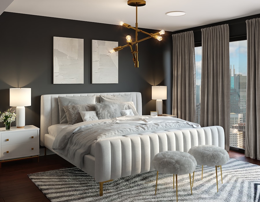 Cortinas de diseño en recámara moderna